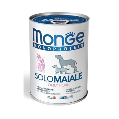 Monge Monoprotein Solo Maiale per Cani da 400 gr Monge Monoprotein Solo Maiale per Cani da 400 gr