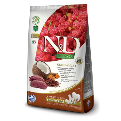 Farmina N&D - Grain Free Quinoa Adult Skin&Coat al Cervo, Quinoa, Cocco e Curcuma da 7 Kg Farmina N&D - Grain Free Quinoa Adult Skin&Coat al Cervo, Quinoa, Cocco e Curcuma da 7 Kg